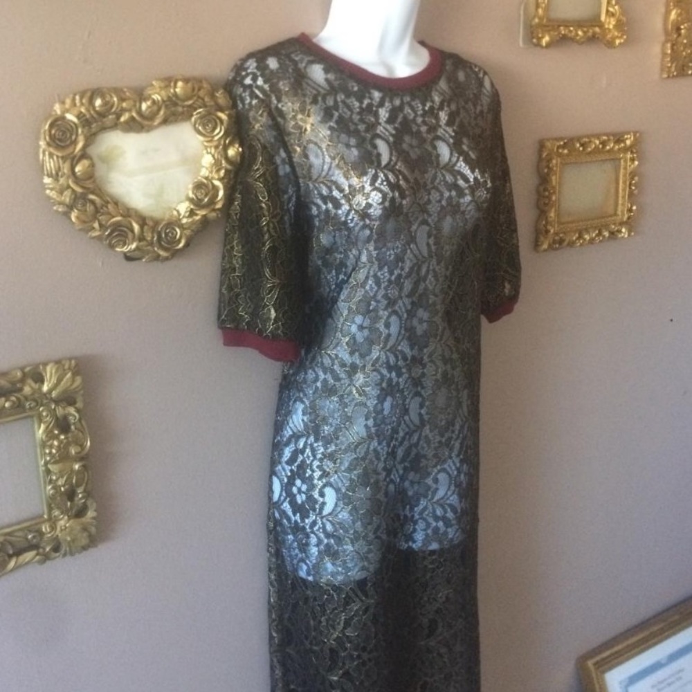 Zara Gold Lace Maxi Dress